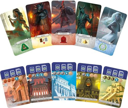 Asmodee 7 Wonders Duel Pantheon Board Game Expansion - Intense Two-Player Battles in the Ancient World, Strategy Game for Kids and Adults, Ages 10+, 2 Players, 30 Minute Playtime - style: Ancient Mediterranean Civilization, Intense, Immersive, Vibrant