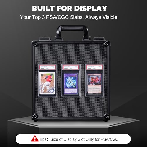 Kabinka Graded Card Case, Aluminum Alloy Graded Card Storage Box | Holds 140 Card Slabs, Sports Trading Card Case with TSA Combination Lock, Fits PSA/CSG/CGC/SGC/BGS, Black - color: Black