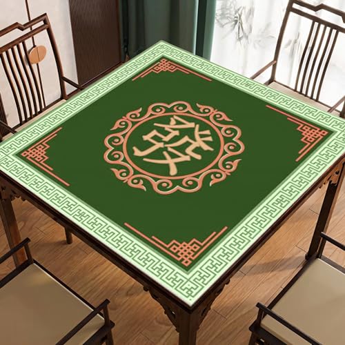 Mahjong Table Mat 31.5" x 31.5" Anti Slip Noise Reducing Cover Green | Machine Washable Game Pad with Storage Bag, Wear Resistant Fabric for Poker Card Dominoes Family Game Night - color: Style 2 Green