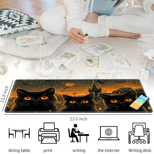 Three Black Cats for MTG & TCG Playmat Mouse Pad,BFDHGQZC 24" x 14" Game Mat for MTG/RPG/CCG Trading Card Game Playmats Table Mat Perfect for Card Games Video Games Computer Office - color: Three Black Cats