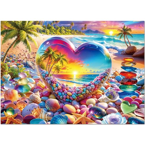1000 Piece Puzzle for Adults, Difficult and Fun Adult Jigsaw Puzzles 1000 Pieces, Beach Sunset (27.5 x 19.7 Inch)