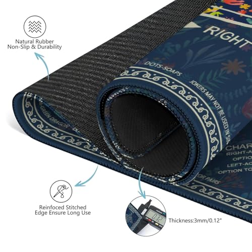 Flowers Mahjong Mat with Rules, 31.5*31.5in Anti Slip American Mahjong Mat for Table, Noise Reduction, Neoprene Mah jongg Mats with Carrying Bag & 3 Dices, Mahjong Supplies Gift, Board Tile Games Mats - color: Floral01