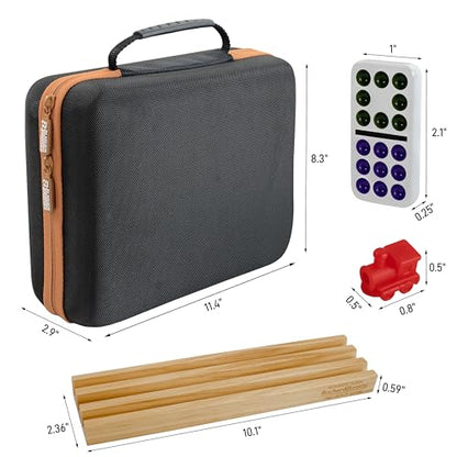 Bucher&Rossini Dominoes Set Double 12 with 4 Racks for Adults Kids, Mexican Train Domino Set Double Twelve, Mexican Train Dominos (Double 12 Dots) - color: Double 12 + Hard Case + Racks
