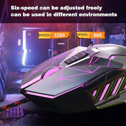 MageGee G10 Gaming Mouse Wired, 7 Colors Breathing LED Backlit Gaming Mouse, 6 Adjustable Speeds, Ergonomic Optical Computer Mouse with 7 Buttons for Windows PC Gamers - color: black
