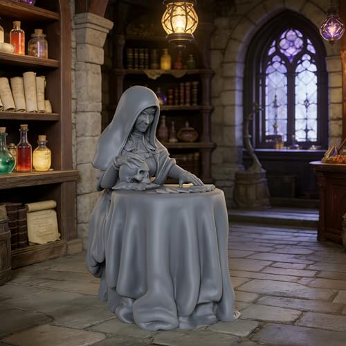 AUSPDICE Fortune Teller 25mm Scale Unpainted Resin DND Miniatures AS967 | Mystic Seer and Tarot Reader NPC Set, 1:64 Fantasy Figures for Dungeons and Dragons, TTRPG, Tabletop RPG and Dungeon Masters