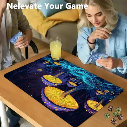 for MTG Game Playmat - 24 x 14 inches with Dices and Storage Bags, Non-Slip Base for TCG and Board Game Card Mats, Trading Card Games Mat, Psychedelic Mushrooms Pattern Collectible Card Playmats - color: Jv-playmat-p7-1-d111