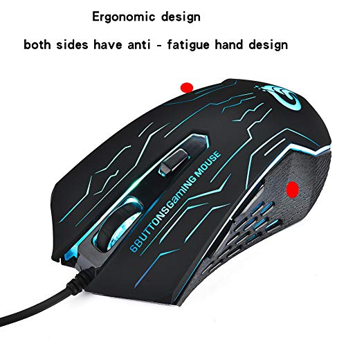 Gaming Mouse Wired - Game Computer Mice with 6 Buttons for PC,Gamer - USB Wired Mouse - Comfortable Grip - … (Black)