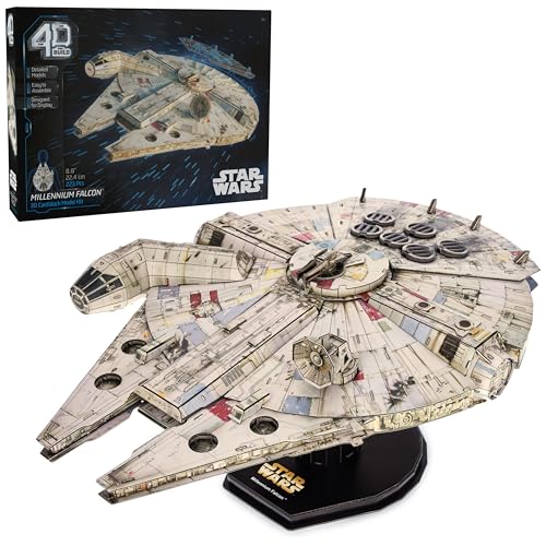 4D Build Star Wars Millennium Falcon 3D Model Kit, Star Wars Gifts, Desk Decor for Fans & Collectors, 223 Pieces, 3D Puzzles, Gift Ideas for Ages 12 & Up - style: Millennium Falcon 223 pcs