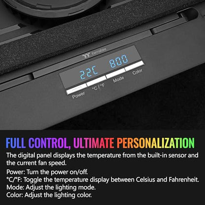 Thermaltake Massive EXTREME Notebook Cooler; Laptop up to 18in; 800~3500 RPM; 48.5 CFM; 120mm Cross Flow Fan; Ambient Temp Sensor; PWM Scroll Wheel; 2 Stage Height & Angle Adjustment; CL-N023-PL12SW-B