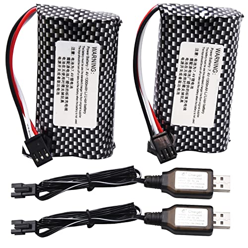 Blomiky 2 Pack 7.4V 1200mAh 8.88Wh Li-ion Rechargeable Battery with Black SM-3P Plug and Cable Replacment for Some Old Version RC Trucks / 1575 Battery 2