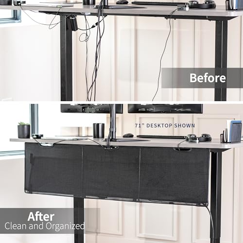 VIVO 60 inch Under Desk Privacy and Cable Management Organizer Sleeve, Wire Hider Kit Panel System, Black, DESK-SKIRT-60 - size: 60" Panel