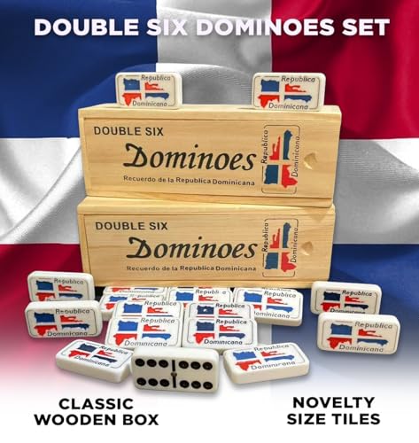 Dominican Flag Dominoes Double Six 2pcs Value Pack - Classic Dominos Set for Cultural Pride Dominican Republic