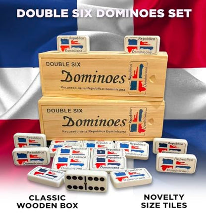 Dominican Flag Dominoes Double Six 2pcs Value Pack - Classic Dominos Set for Cultural Pride Dominican Republic