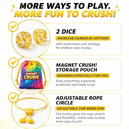 Magnet Crush Magnetic Strategy Board Game (Rainbow) for Kids & Adults, Fun Tabletop Magnet Placement Game, STEM Educational Toy, Family Party Game, Travel Game, Puzzle Brain Teaser, Gift for Ages 9+