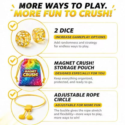 Magnet Crush Magnetic Strategy Board Game (Rainbow) for Kids & Adults, Fun Tabletop Magnet Placement Game, STEM Educational Toy, Family Party Game, Travel Game, Puzzle Brain Teaser, Gift for Ages 9+