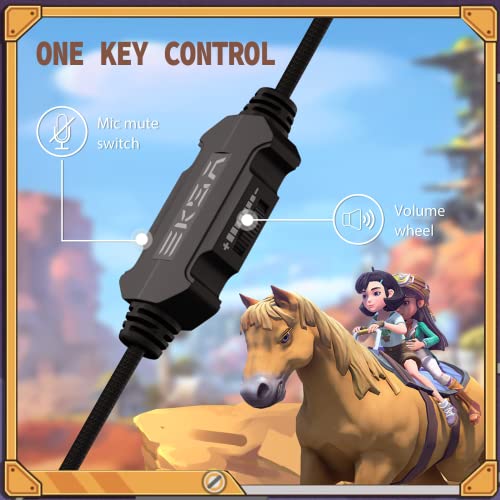 EKSA E1000 USB Gaming Headset for PC, Computer Headphones with Microphone/Mic Noise Cancelling, 7.1 Surround Sound, RGB Light - Wired Headphones for PS4, PS5 Console, Laptop, Call Center - color: Grey