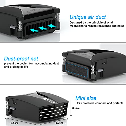 IETS GT202UB vacuum laptop fan cooler With temperature display, intelligent temperature measurement cooling, 13 wind speed (2600-5000RPM turbo fan),Perfect for Rapid Cooling of gaming laptop