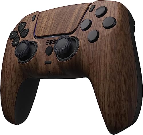 Custom Controllerzz Wood Controller Bundle – Includes Wood Custom Wireless Controller for PS5, PC & Braided USB-C Cable & Universal Protective Case