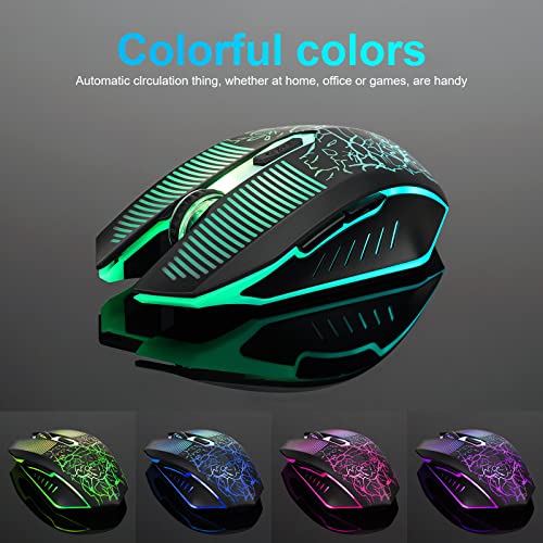 CHONCHOW Wireless Gaming Mouse Rechargeable LED Backlit 2.4G USB Receiver 3600 DPI Cordless Portable High Performance Compatible with PC Laptop MacBook iMac PS4 PS5 Switch Xbox one x(Black)