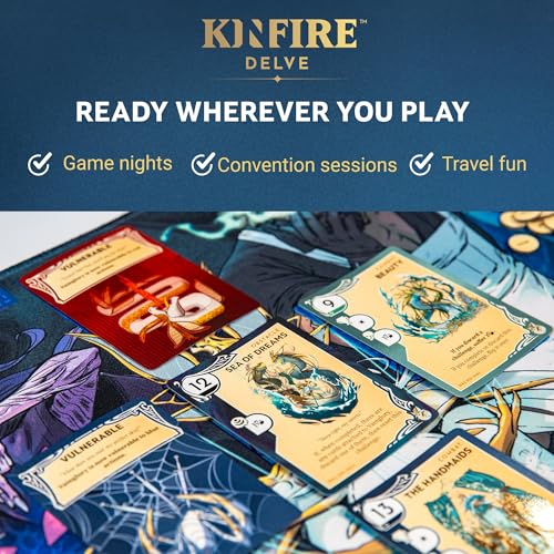 Incredible Dream Kinfire Delve Official Playmat – 12x20’’ Neoprene Game Mat with Stitched Edges – Organize Your Well Deck, Health Tracker, and Challenges – Smoother Gameplay and Easier Handling