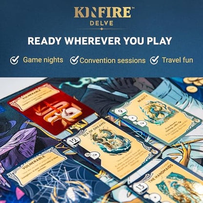 Incredible Dream Kinfire Delve Official Playmat – 12x20’’ Neoprene Game Mat with Stitched Edges – Organize Your Well Deck, Health Tracker, and Challenges – Smoother Gameplay and Easier Handling