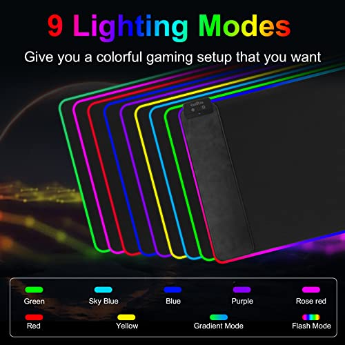 Wireless Charging RGB Gaming Mouse Pad, 31.5"x15.7" Large Desk Mat, Desk Pad with Wireless Charger, Non-Slip Rubber Base, Waterproof, Computer Keyboard Mat for Gamer, Office, Home, Black - color: Black, size: 15.7L x 31.5W inches