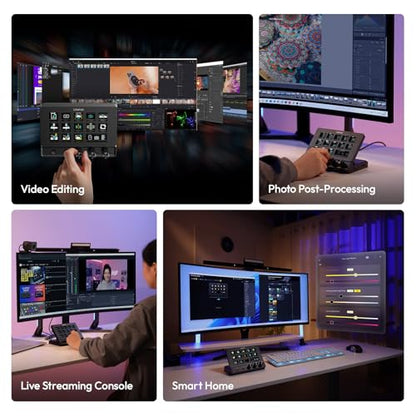 ULANZI D200X Creative Deck Macro Keyboard, 14 LCD Keys & 3 Encoder Knobs, 8-in-1 Hub w 4K HDMI, 3.5mm Audio, SD/TF Reader, USB 3.2 10Gbps, for Video Editing/Streaming/Smart Home PC, Mac - color: D200X
