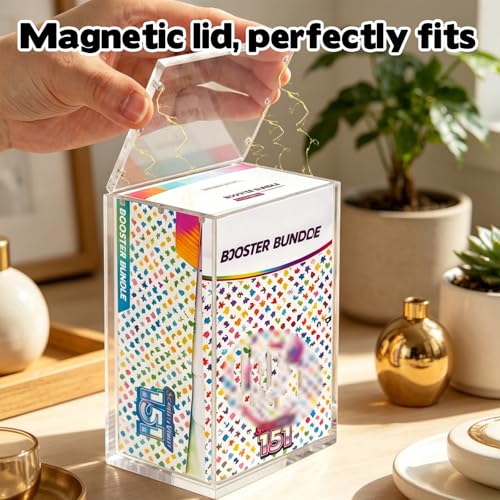 Acrylic Magnetic Display Case for Booster Bundle(10 Bundle) Build & Battle Plastic Display Box (NOT for NEW Booster), Duty Dust Resistant Protector Case with Lid Compatible with Ultimate Collectible