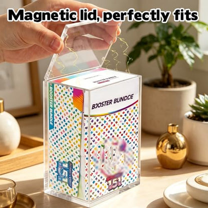 Acrylic Magnetic Display Case for Booster Bundle(10 Bundle) Build & Battle Plastic Display Box (NOT for NEW Booster), Duty Dust Resistant Protector Case with Lid Compatible with Ultimate Collectible