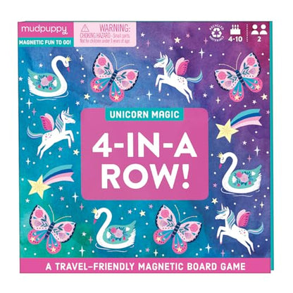 Mudpuppy Unicorn Magic 4-in-a-Row! – Unicorn Version of Travel-Friendly Magnetic Board Game with Adorable Illustrations of Unicorns for Children Ages 5 to 10, 2 Players - style: Unicorn Magic