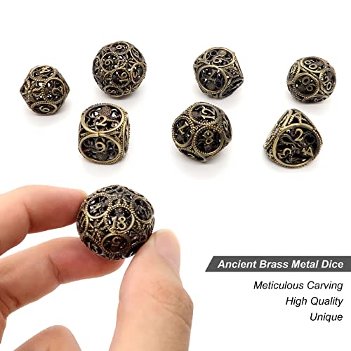 DND Dice,Hollow D&D Metal Dice,Unique Round Ball Design Octopus Dice with Gift Box for Dungeons & Dragon Gaming,7 PCs Steampunk Polyhedral D and D Dic (Ball Octopus Bronze) - color: Ball Octopus Bronze