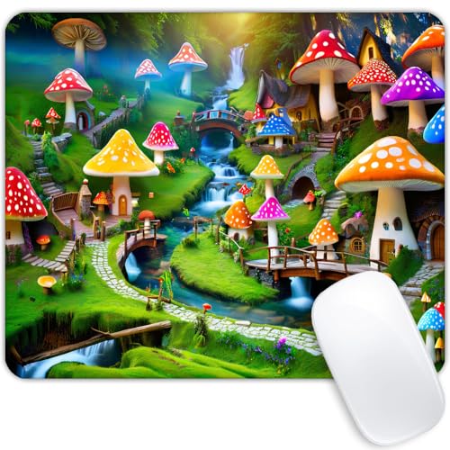 Square Mouse Pad Happy Mushroom,Gaming Mouse Pads for Desk,Soft Computer Waterproof Non-Slip Mouse Mat - color: Happy Mushroom