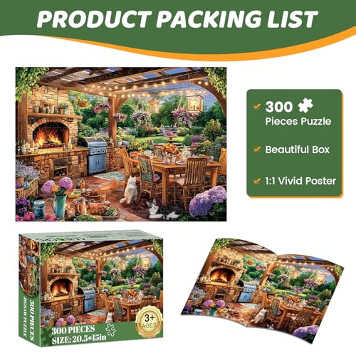 300 Pieces Puzzles for Adults | Manor Cat Jigsaw Puzzles 300 Piece for Children Adults Seniors | Sturdy,Safe Large Piece Puzzle | Engaging & Educational Toys Great Gift for Boys Girls 20.5 x 15 in - style: Manor Cat