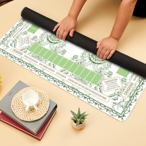 party greeting Chinoiserie Mahjong Mat with Black Carrying Bag 31.5 x 31.5 Inches Multi Purpose Game Table Cover Anti Slip and Noise Reduction for Mahjong Poker Board Card Dominoes Games(Green) - color: Green