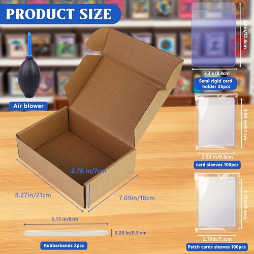 DEDC Card Grading Kit Mailer Set Submission with 25 Semi Rigid Holders 200 Card Sleeves Air Blower Bubble Wrap Gloves Cleaning Cloth for Collectible Card Shipping and Protection (1-Set- BGS) - size: 1-set- BGS