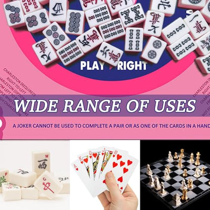 ARELUX Mahjong Mat with Carrying Bag - 32"x32" Non-Slip Noise Reducing Table with 4 Mahjong Rules Cards 2025 Cover for American Mahjong, Poker, Card & Board Games, Premium Gaming Mat