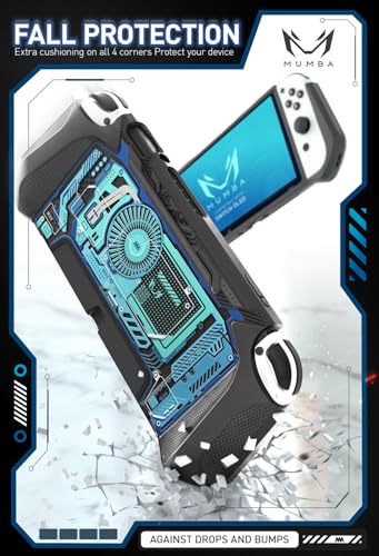 Mumba Dockable Case for Nintendo Switch OLED 2021, [Blade Series] TPU Grip Protective Cover Accessories Compatible with Nintendo Switch OLED 7 Inch and Joy-Con Controller (Marine) - color: Marine