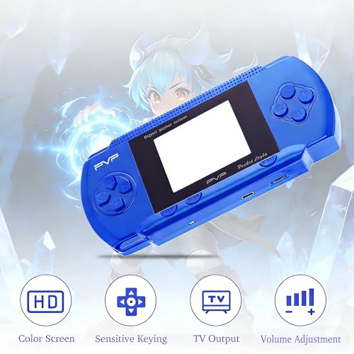 Blue Handheld Game Console, 74 Built-in 8-Bit Games | Portable game player with 74 retro games, 2.4" Screen, USB rechargeable battery, fun gift for kids and families - color: Blue