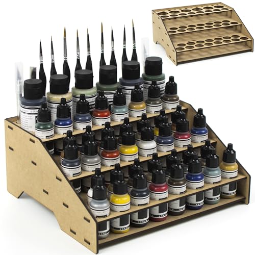Paint Rack Organizer for Miniature & Model Paints Tabletop Paint Stand with 26mm & 36mm Holes Brush & Tool Holder Artist Room Compatible with Vallejo, Army Painter, AK (Module A) - color: Paint rack A