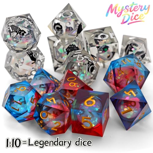 Coyeekn Mystery Dice Set, DND Dice Set of 7 Polyhedral Dice | 1 in 10 Chance to Get Legendary Dice, with Extra Loot, Suitable for Dice Goblin D&D Gift - color: 1 Mystery Bag