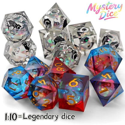 Coyeekn Mystery Dice Set, DND Dice Set of 7 Polyhedral Dice | 1 in 10 Chance to Get Legendary Dice, with Extra Loot, Suitable for Dice Goblin D&D Gift - color: 1 Mystery Bag
