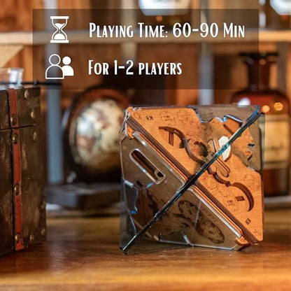 PUZZLE POTATO Anti-Gravity Puzzle Box - 3D Brain Teaser Puzzle for Adults - Wooden Treasure Chest - Money Puzzle Box for Cash Gift - Escape Room Game - color: Anti-gravity (Crystal Blue)