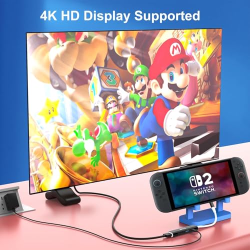 RREAKA TV Dock for Nintendo Switch 2 / Switch/Switch OLED, Portable Travel Dock Replacement with 4K@60Hz HDMI, PD 100W Charging, USB 3.0 - color: 블랙 & 화이트-2번째 버전
