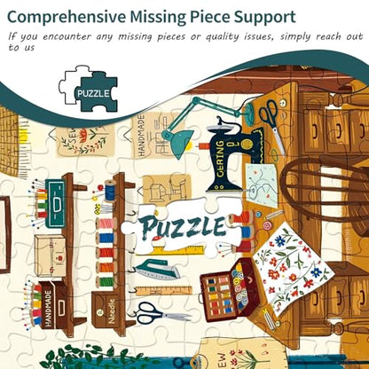 1000 Piece Jigsaw Puzzles for Adults, Sewing Room Puzzle with 1:1 HD Poster, Precise Interlocking, Letter Markings on Back, Dust-Free, Stress Relief & Ideal Family Game Gift - color: Sewing Room