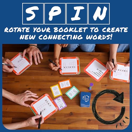 Cross Spin Crossword Board Game, Word Puzzle Game for 2-6 Players, 160 Cards, 10 Boards