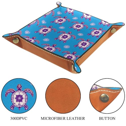 Dice Trays Turtles Boho Holder Storage Box for Dice Games Like RPG DND, Leather Dice Holder Portable Folding Rolling Dice Tray, 16x16cm - color: Multi 5