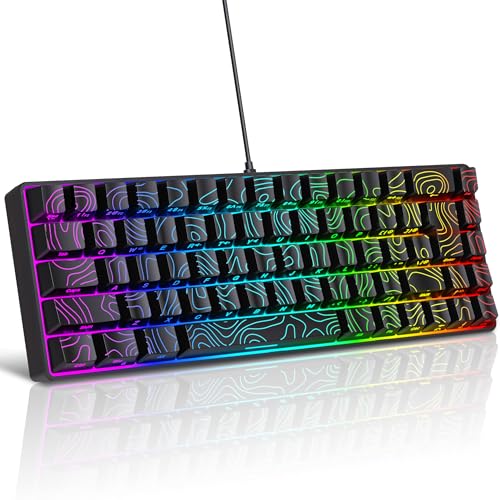 Snpurdiri 65% Wired Small Gaming Keyboard RGB 68-Key (Black) | Mini Gaming Keyboard Backlit Ultra-Compact , for PC/Mac Gamer, Typist, Travel, Easy to Carry on Business Trip - color: black