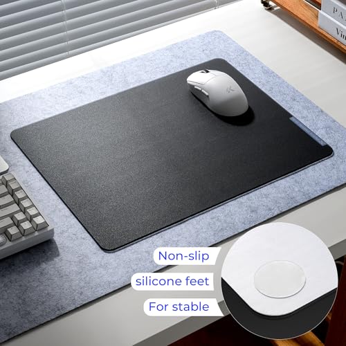 XVX Glass Mousepad Gaming, Black Hard Mouse Pads for Esports, Large Mouse Mat 16.2" x 12.2", Tempered Glass Mouse Pad Smooth Micro-Etched Surface with Improved Precision and Speed - color: Black