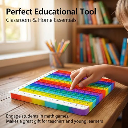 Multiplication Learning Board, 12x12 Multiplication Tables, Push Bubble Sensory Classroom & Home Learning Multiplication Chart Tool，Fidget Game for Teachers to Create a Variety of Math Operations - size: White-edged rainbow