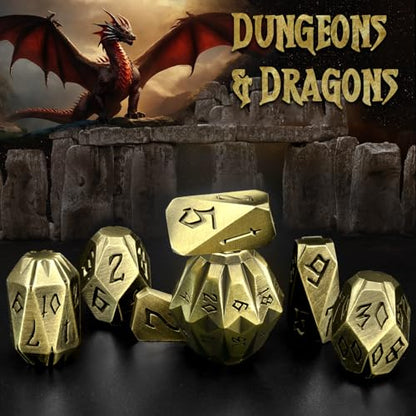 ZHOORQI Metal DND Dice Stonehenge Polyhedral Die Set for RPG(JS-Bronze | D and D Dice, 7Pcs/Set Unique Cool Dice, Perfect Dice Gifts for Dungeons and Dragons RPG Role Play Games - color: Jsz-bronze